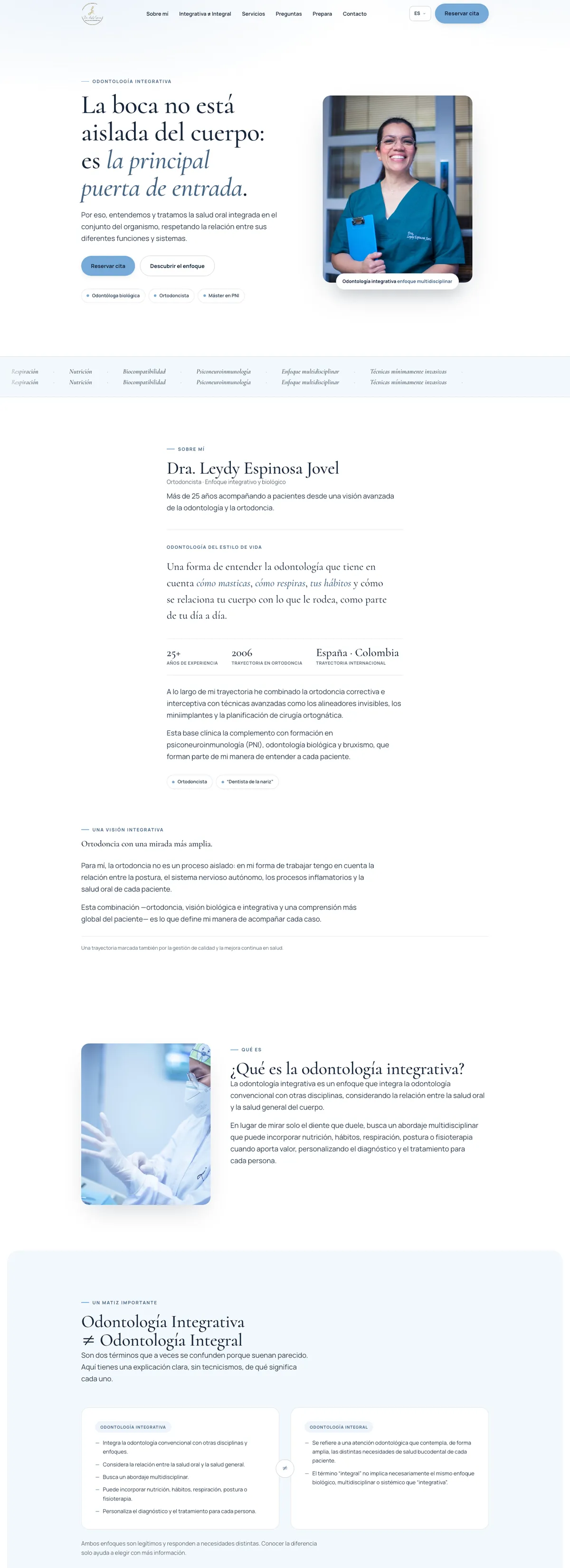 Página de inicio de la web de Dra. Leydy Espinosa